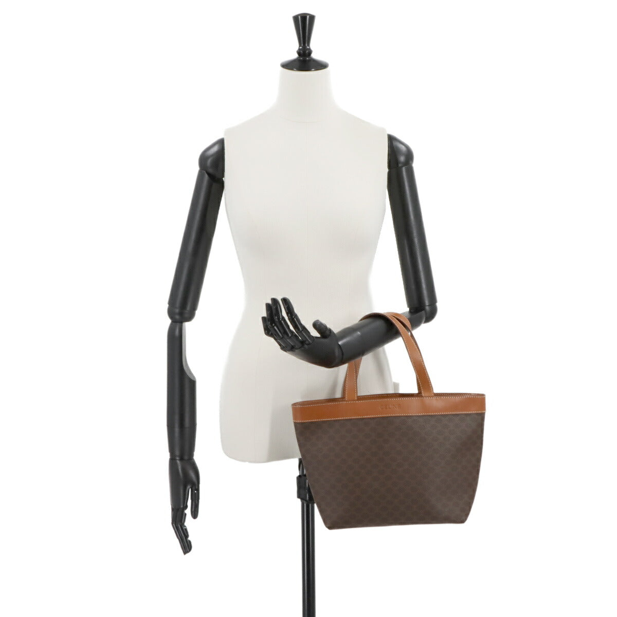 Macadam Hand Bag PVC Leather Brown Vintage
