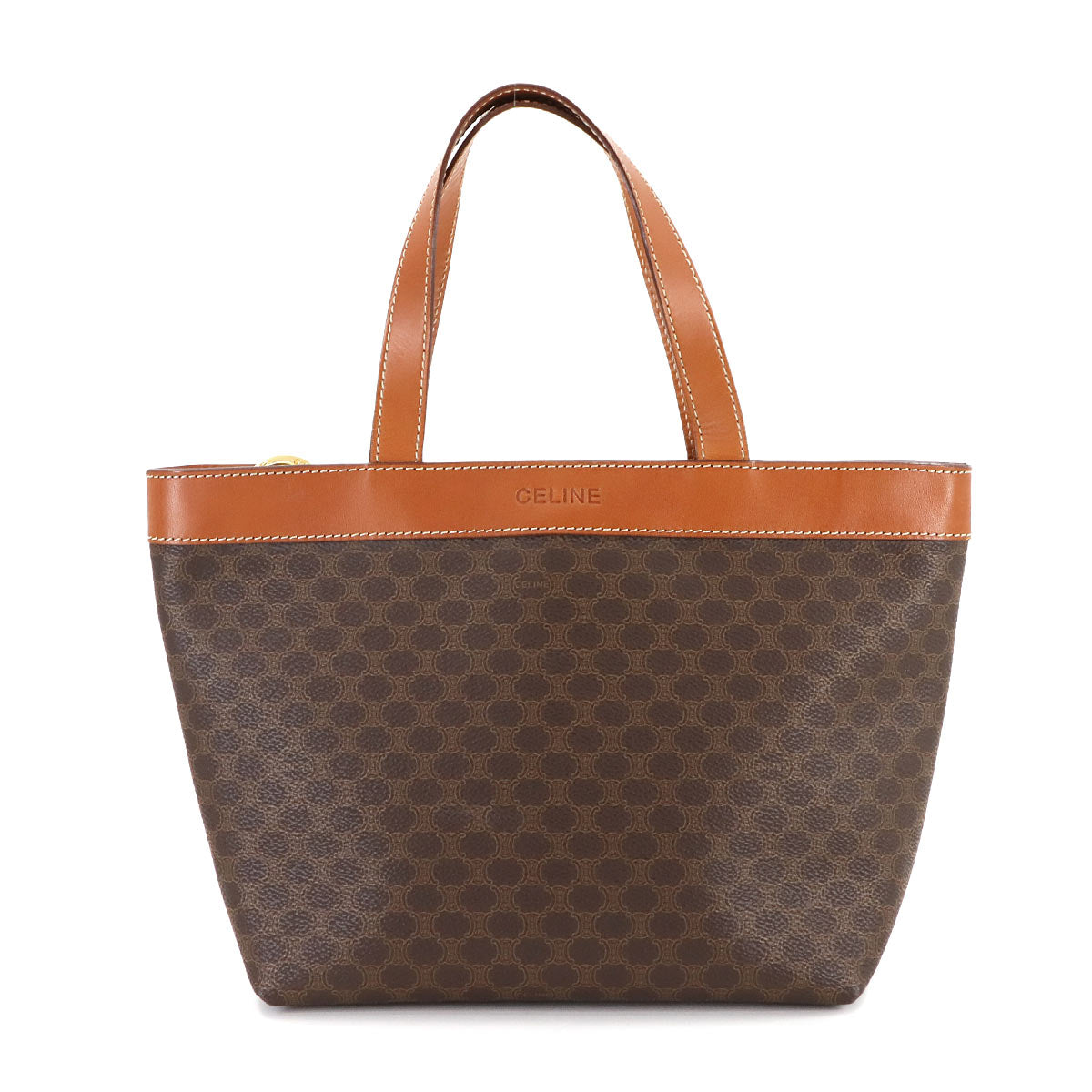 Macadam Hand Bag PVC Leather Brown Vintage