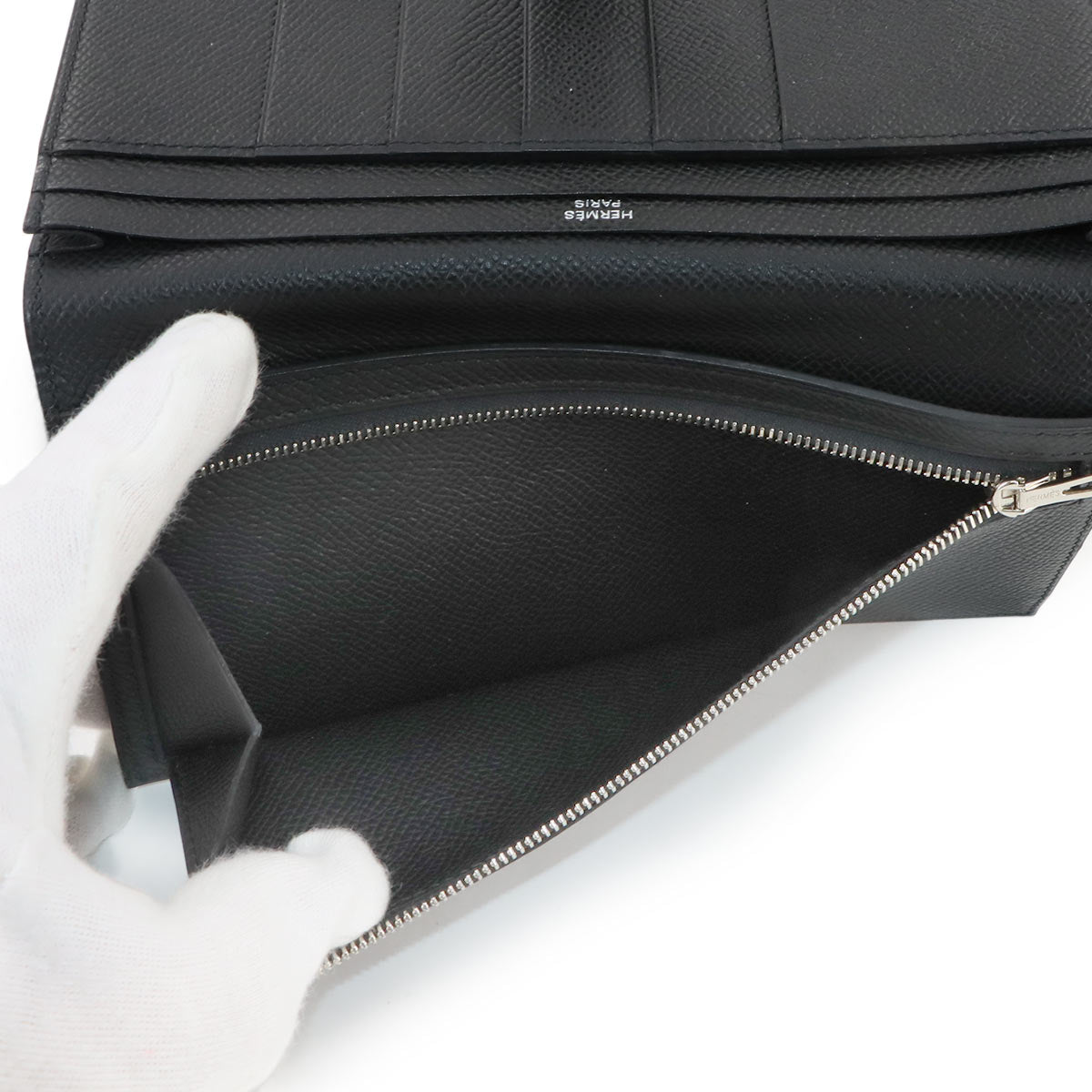 Bearn Soufflet Long Wallet Epsom Black Purse