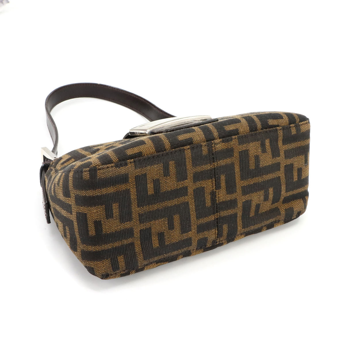 FENDI Zucca Shoulder Bag Canvas Leather Brown 26723 Purse