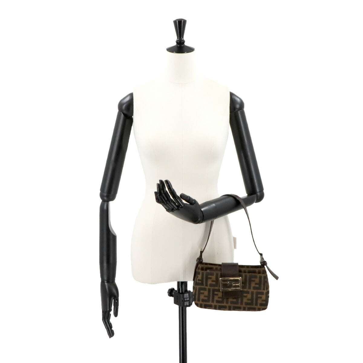 FENDI Zucca Shoulder Bag Canvas Leather Brown 26723 Purse