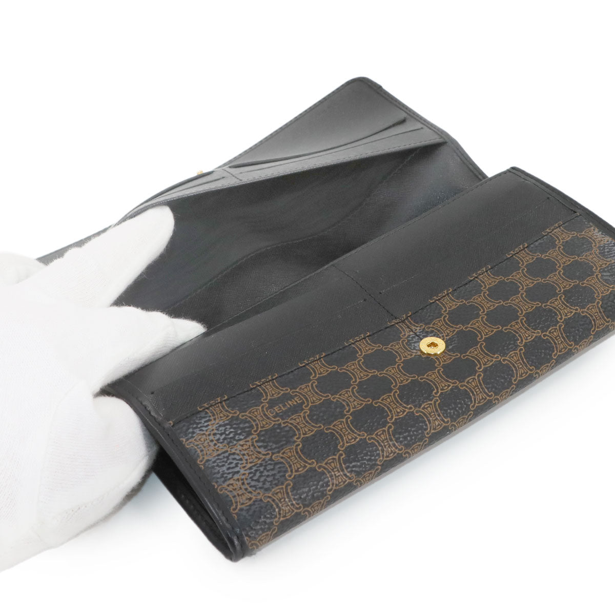 Macadam Long Wallet PVC Leather Black Brown Purse