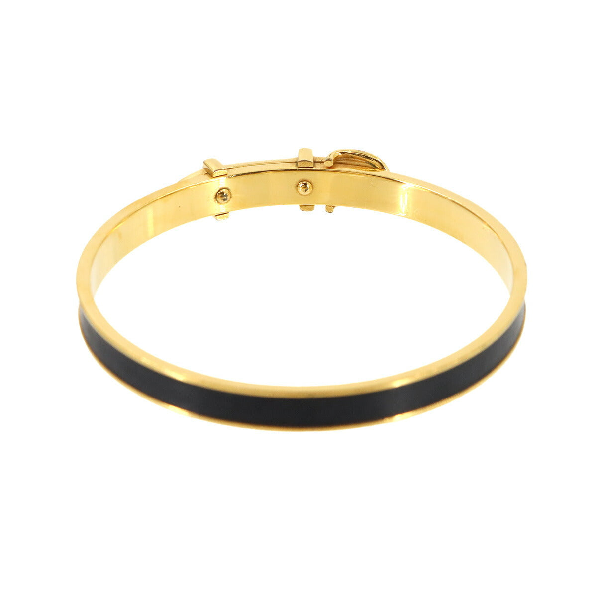 Belt Buckle Bangle Bracelet Leather Black Gold