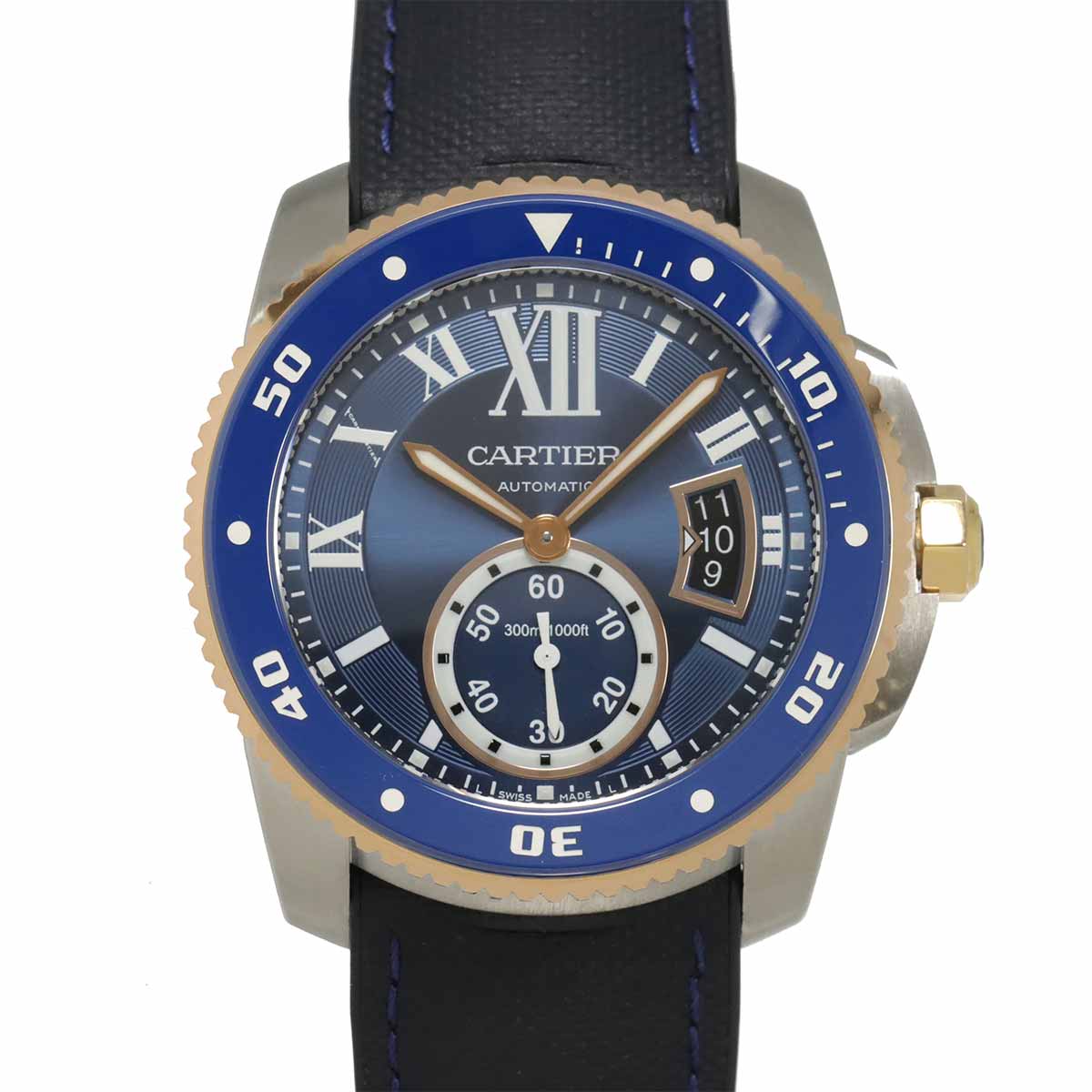 Calibre de cartier diver W2CA0008 Blue Dial 750 PG Mens
