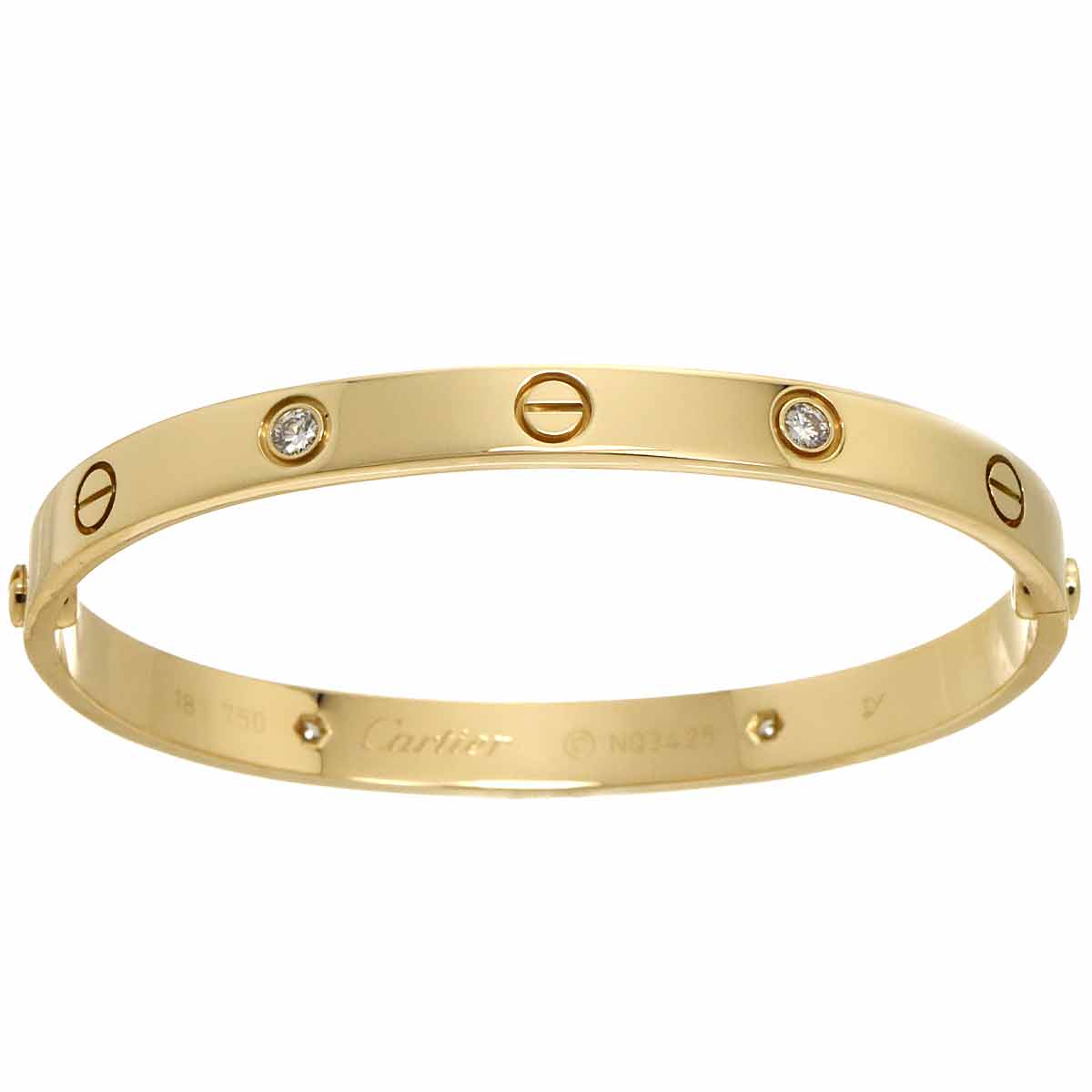 Love Bracelet Diamond 4P Bangle 18K YG 750 Size18