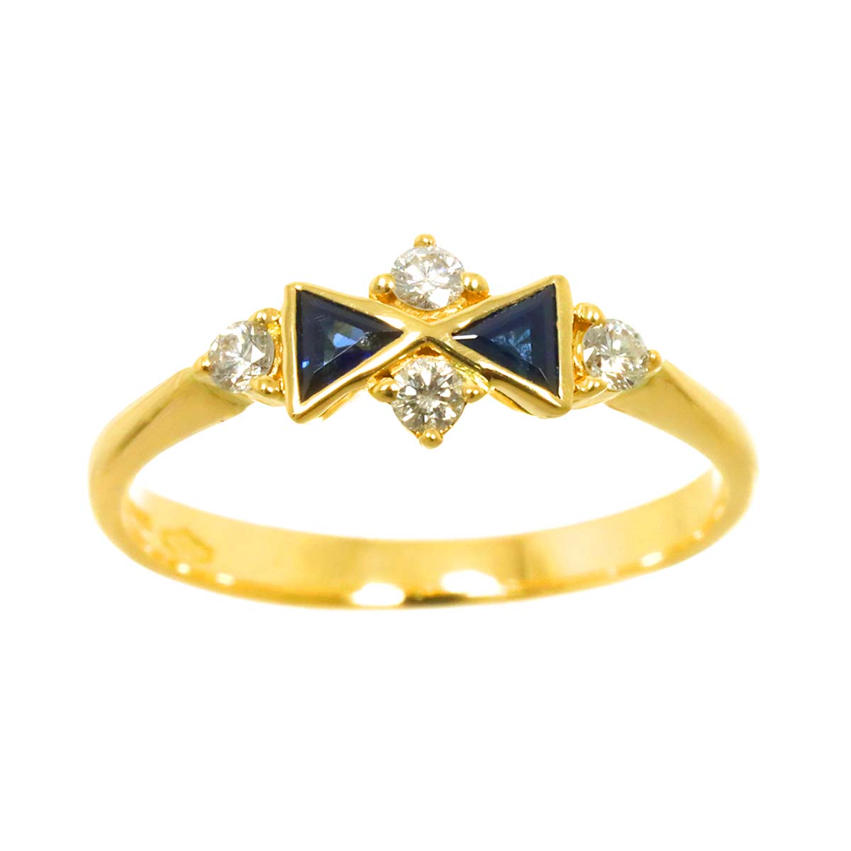 Sapphire Daimond Ring 18K YG 750 Size6.5-6.75(US)