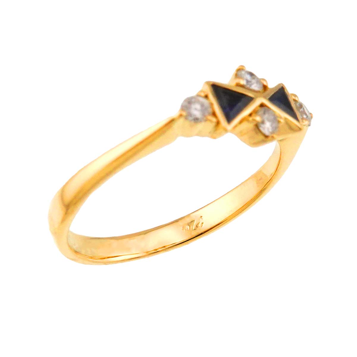 Sapphire Daimond Ring 18K YG 750 Size6.5-6.75(US)