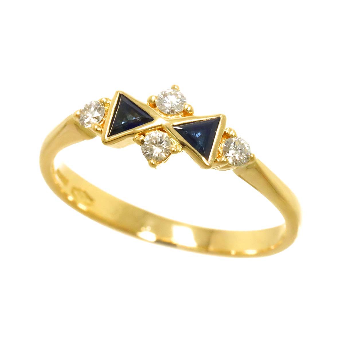 Sapphire Daimond Ring 18K YG 750 Size6.5-6.75(US)