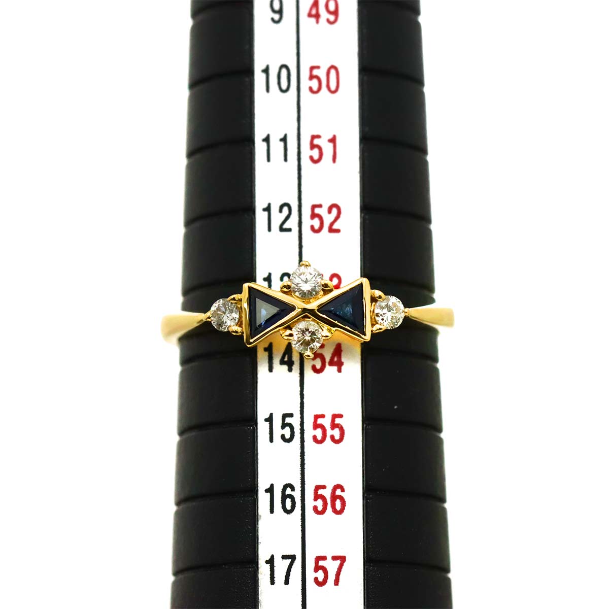 Sapphire Daimond Ring 18K YG 750 Size6.5-6.75(US)