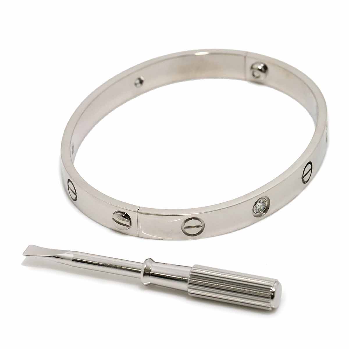 Love Bracelet Diamond 4P Bangle 18K WG 750 Size17