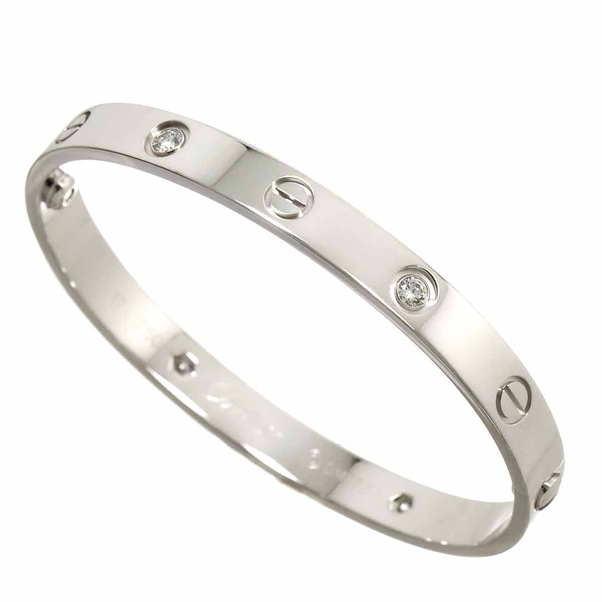 Love Bracelet Diamond 4P Bangle 18K WG 750 Size17