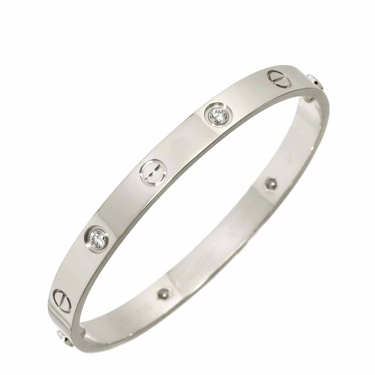 Love Bracelet Diamond 4P Bangle 18K WG 750 Size17