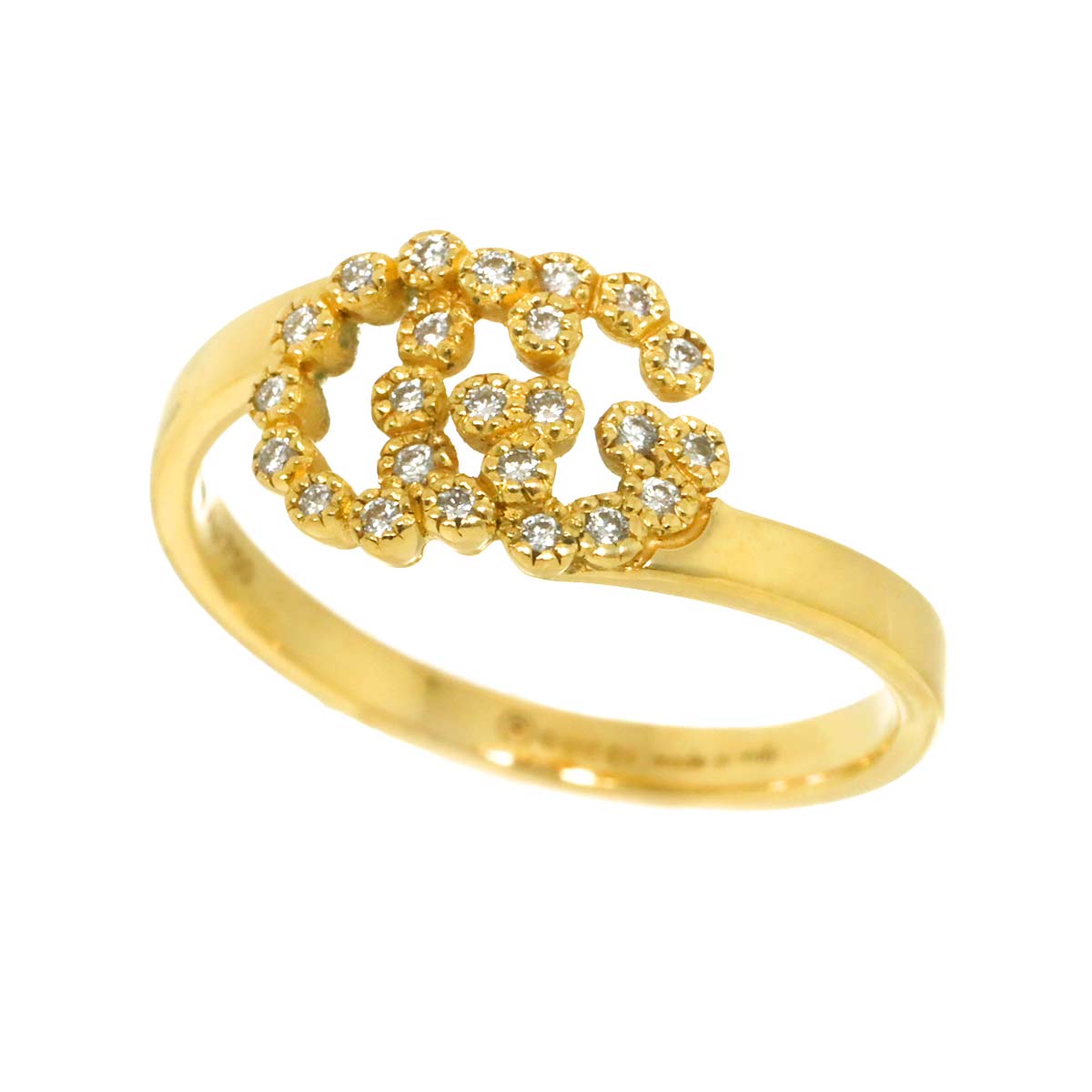 Diamond Ring 18K Yellow Gold 750 Size12 5.75-6(US)