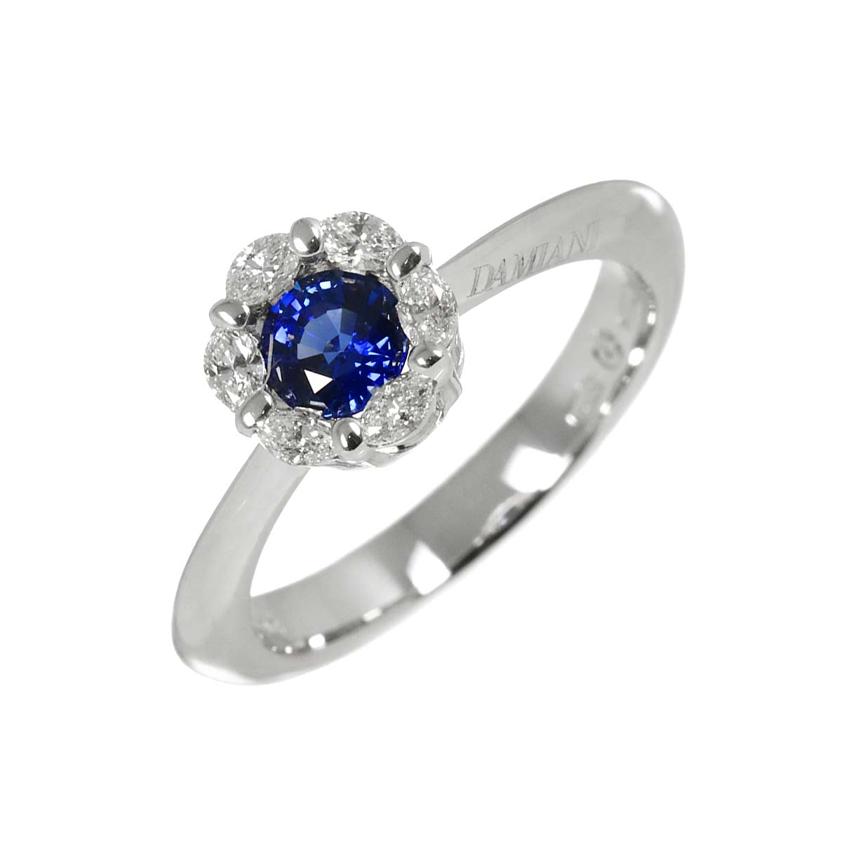 Sapphire Diamond Ring 18K WG 750 Size5.25(US)