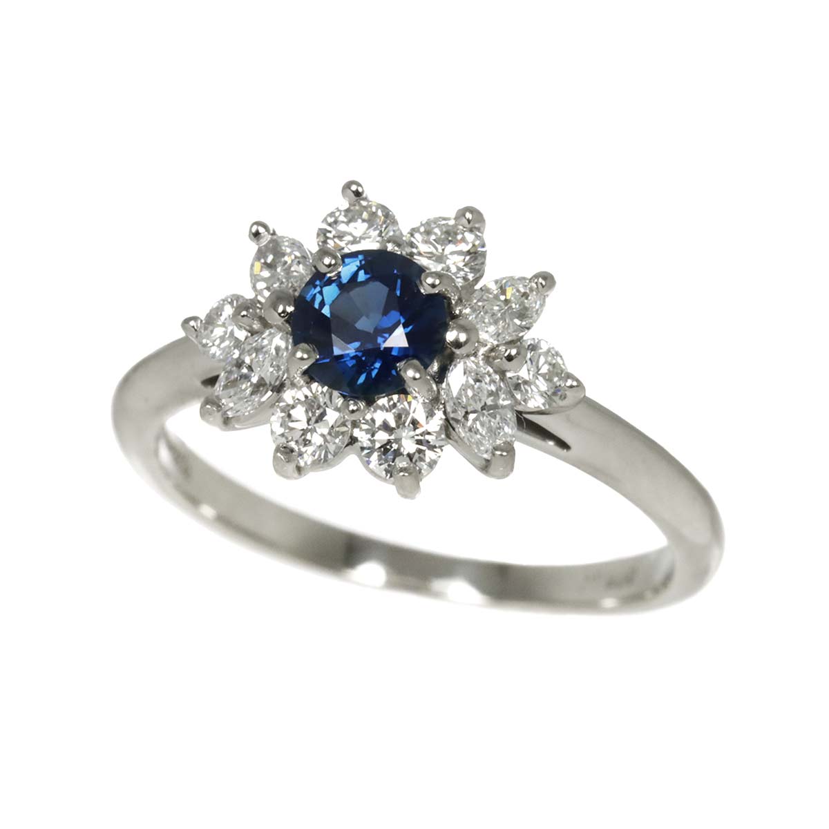 Sapphire Diamond Ring Platinum Size5.25(US)