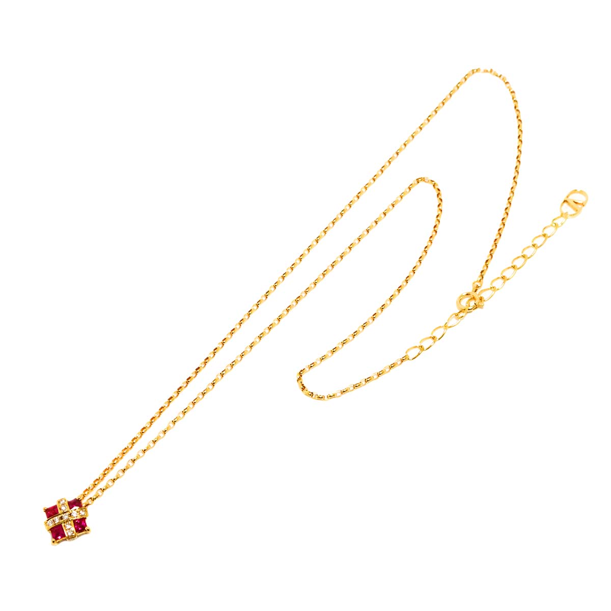 Ruby 0.38ct Diamond 0.12ct Necklace 18K YG 750