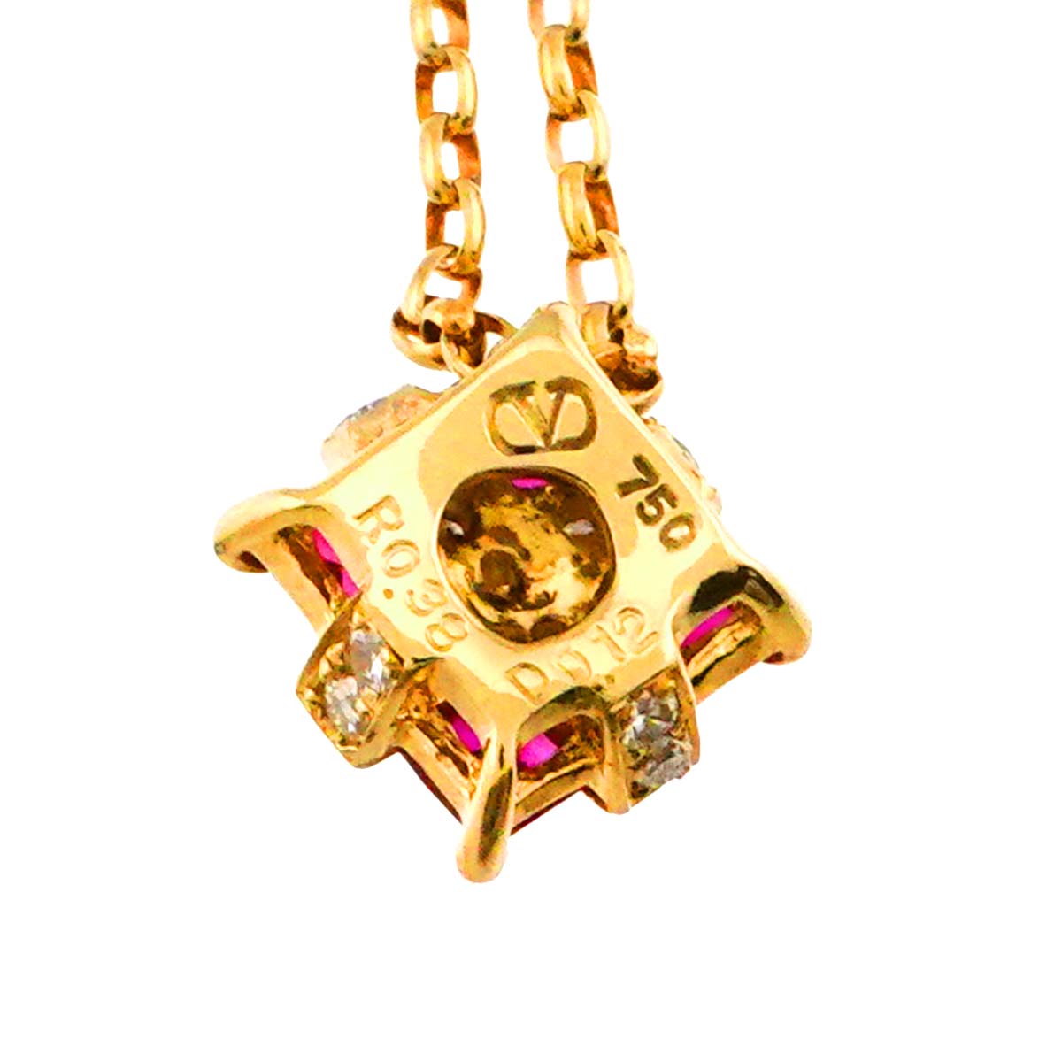 Ruby 0.38ct Diamond 0.12ct Necklace 18K YG 750