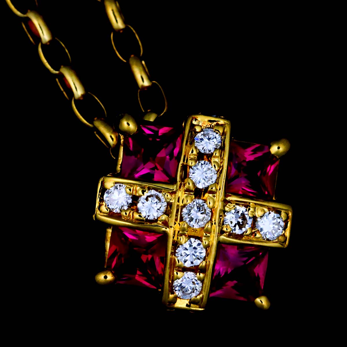 Ruby 0.38ct Diamond 0.12ct Necklace 18K YG 750