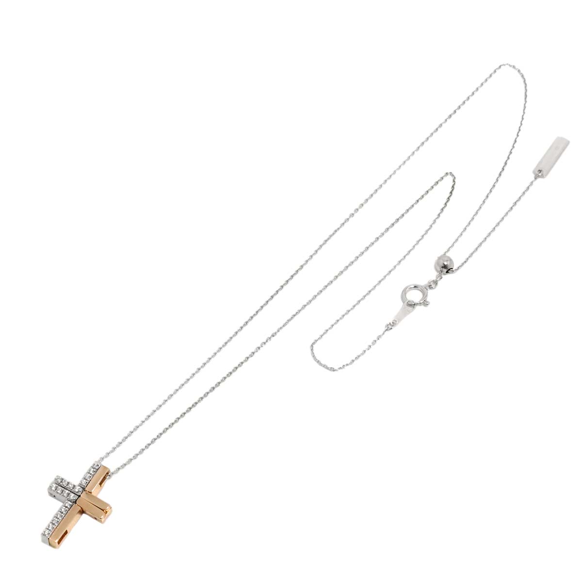 Diamond 0.14ct Necklace 18K White Gold Pink Gold 750