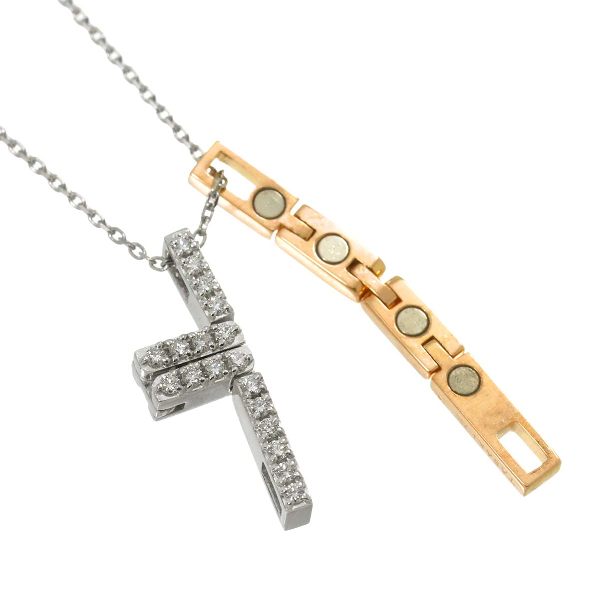 Diamond 0.14ct Necklace 18K White Gold Pink Gold 750