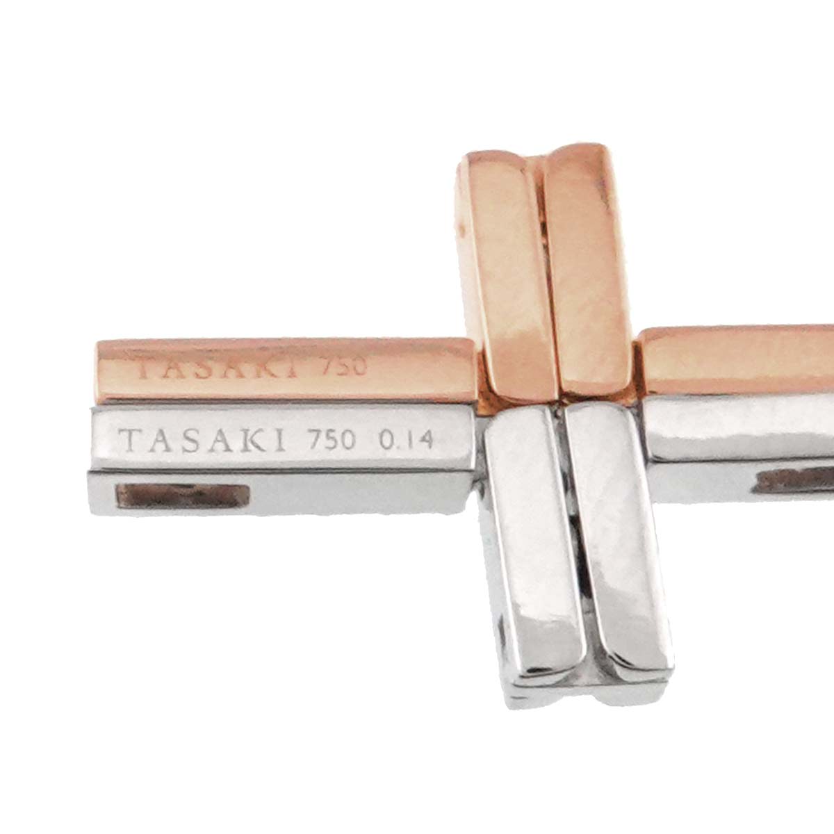 Diamond 0.14ct Necklace 18K White Gold Pink Gold 750