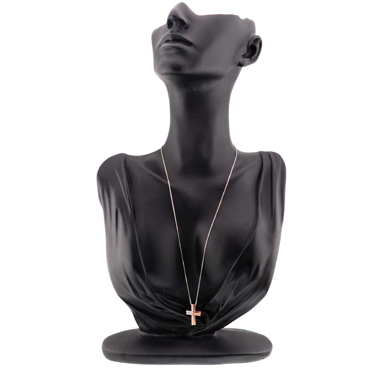 Diamond 0.14ct Necklace 18K White Gold Pink Gold 750