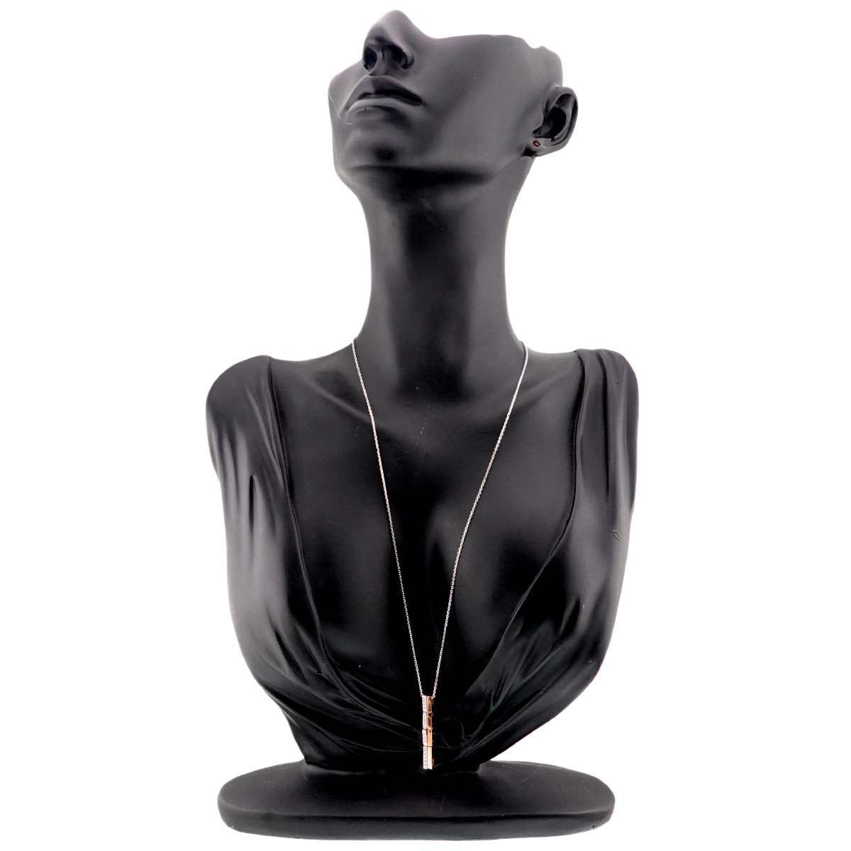 Diamond 0.14ct Necklace 18K White Gold Pink Gold 750