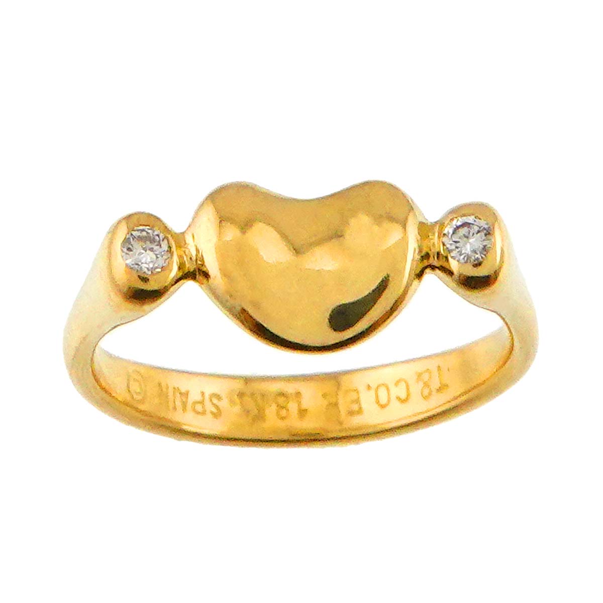 TIFFANY Co. Bean Diamond Ring 18K Yellow Gold 750 Size4(US)
