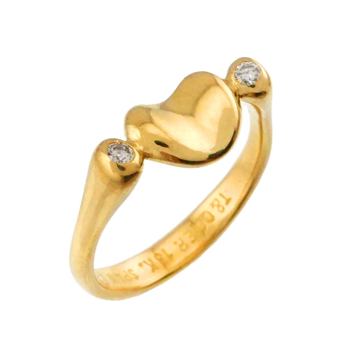 TIFFANY Co. Bean Diamond Ring 18K Yellow Gold 750 Size4(US)