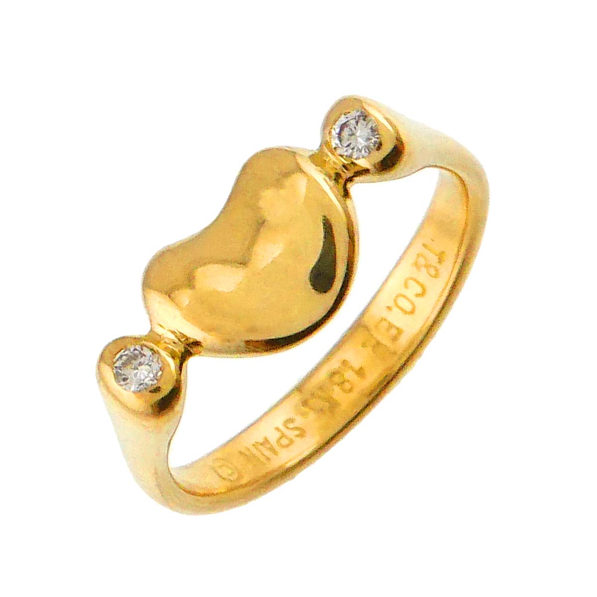 TIFFANY Co. Bean Diamond Ring 18K Yellow Gold 750 Size4(US)