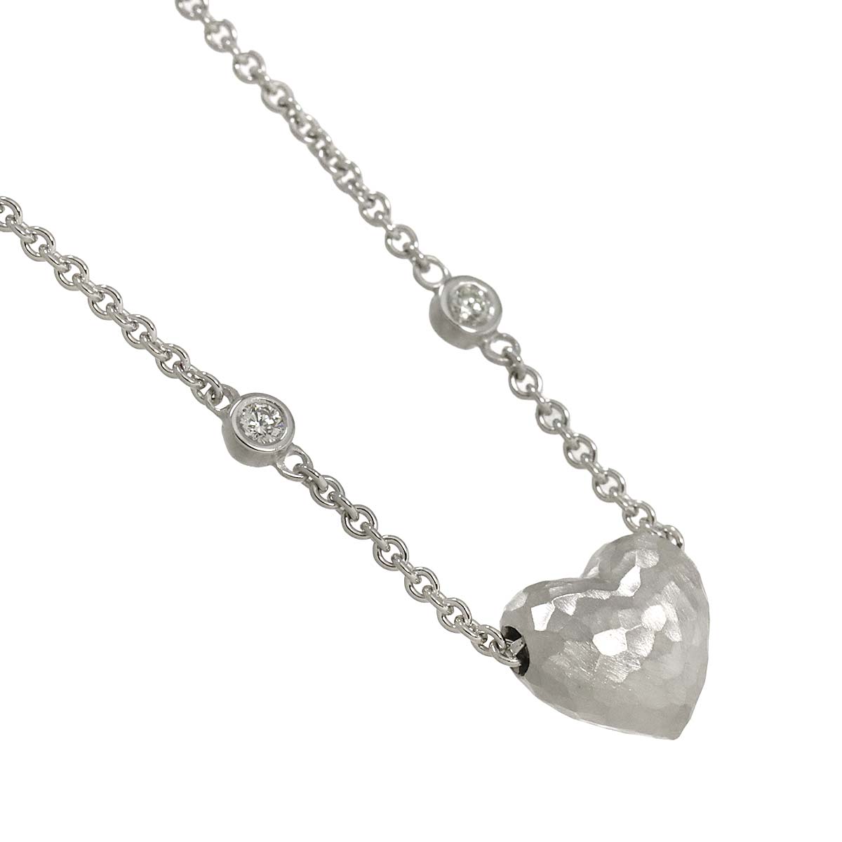 Heart Diamond Necklace 18K WG White Gold 750