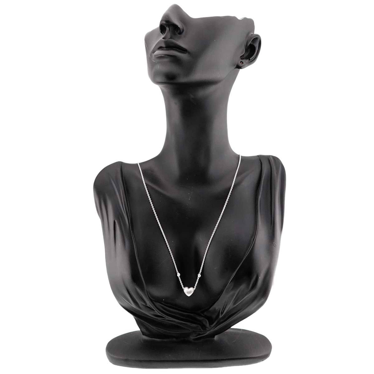 Heart Diamond Necklace 18K WG White Gold 750