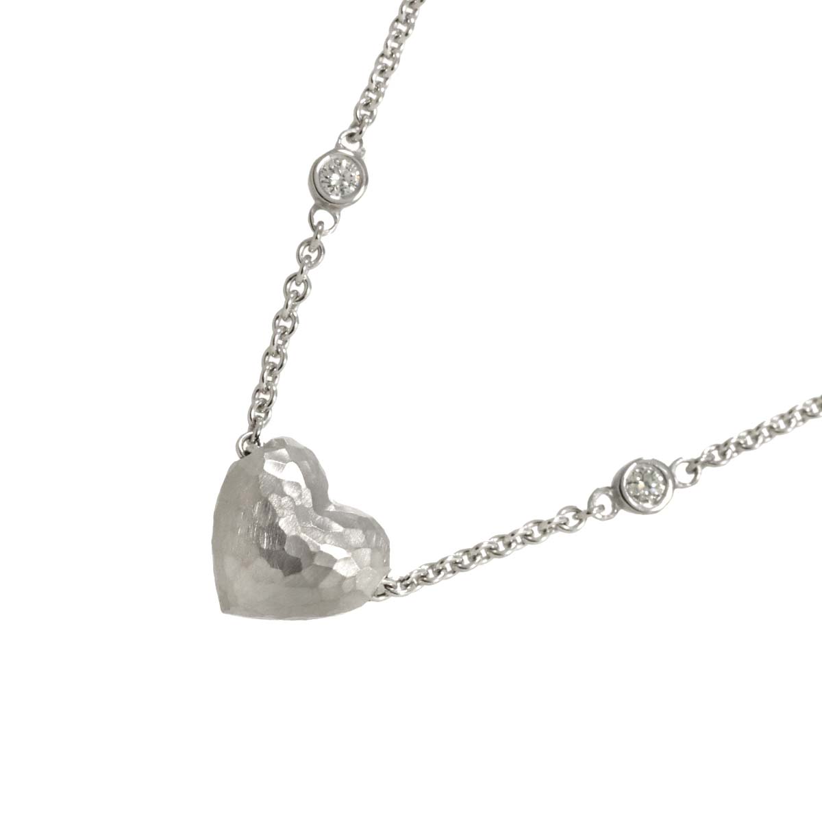 Heart Diamond Necklace 18K WG White Gold 750