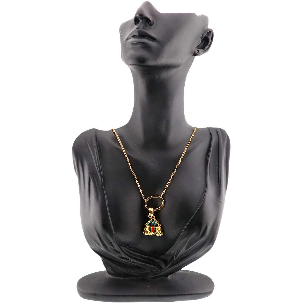 Enamel Turquoise charm Necklace 18K Yellow Gold 750