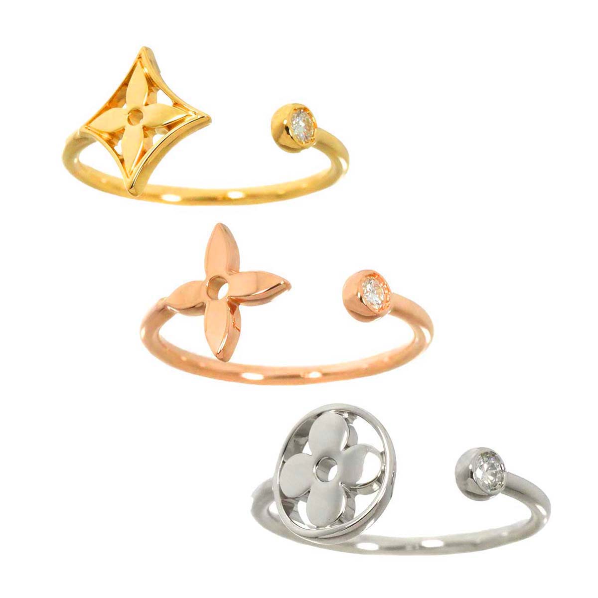 Berg Monogram Ring Diamond 18K YG WG PG Size52 6(US)