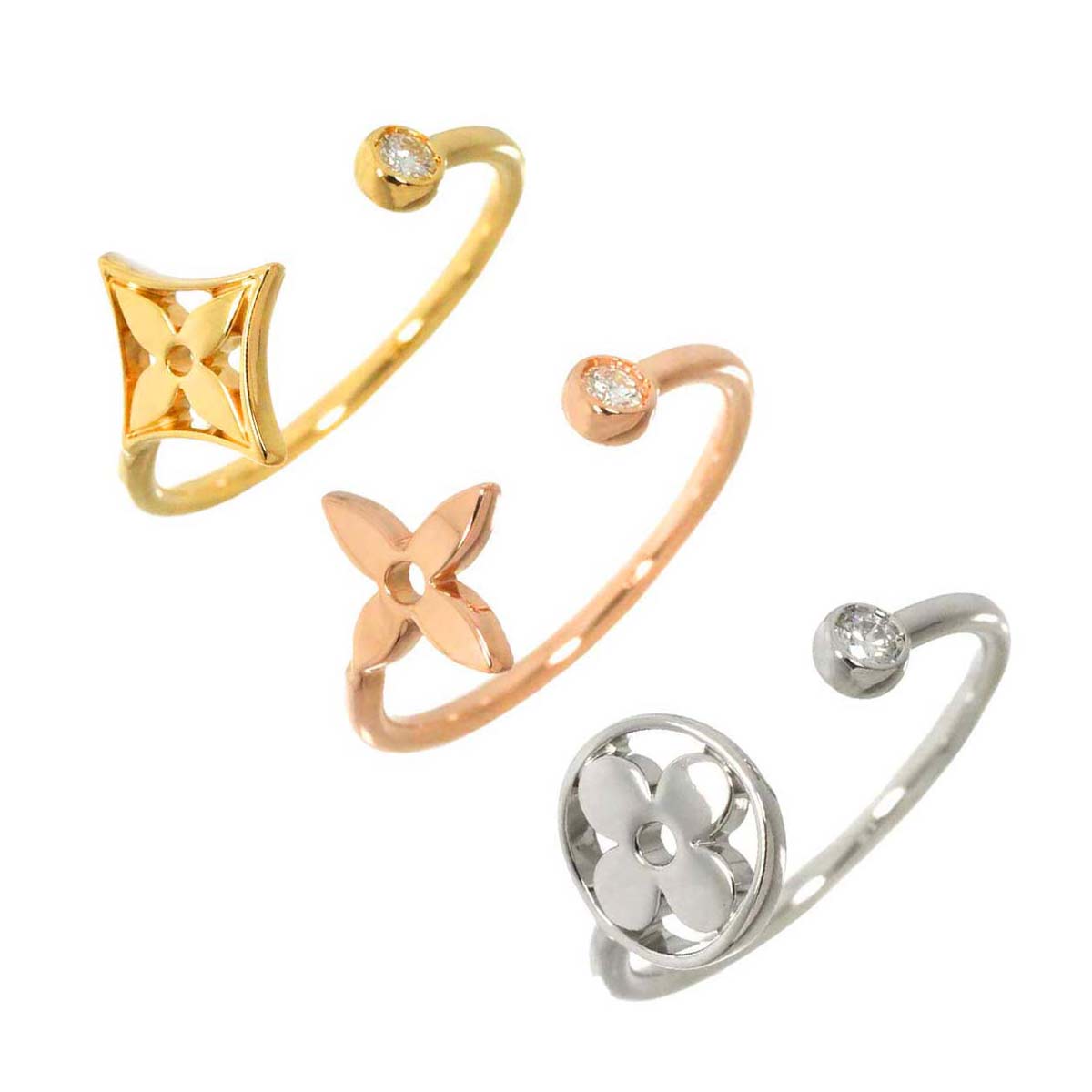 Berg Monogram Ring Diamond 18K YG WG PG Size52 6(US)