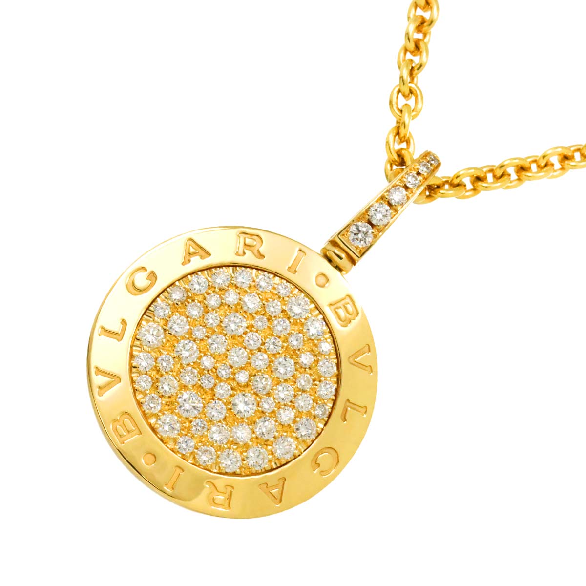 Double logo Pave Diamond Necklace 18K Yellow Gold 750