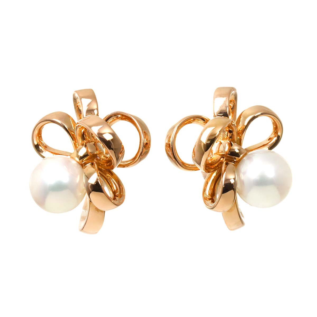Akoya Pearl 7.5mm Earrings 18K PG 750