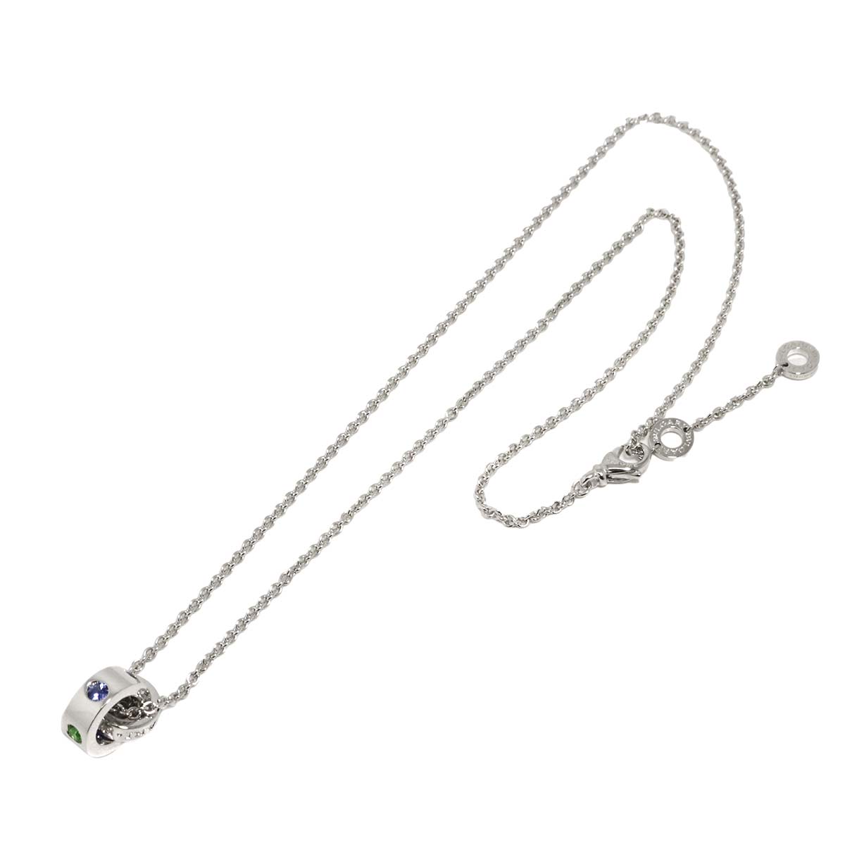Sapphire Garnet Necklace 18K White Gold 750