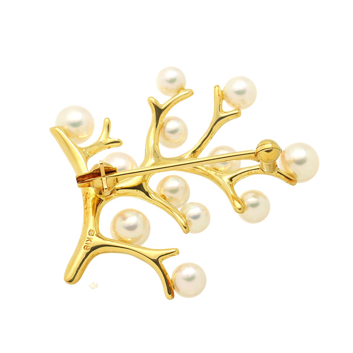 MIKIMOTO Akoya Pearl 4.9-3.8mm Brooch 18K YG 750