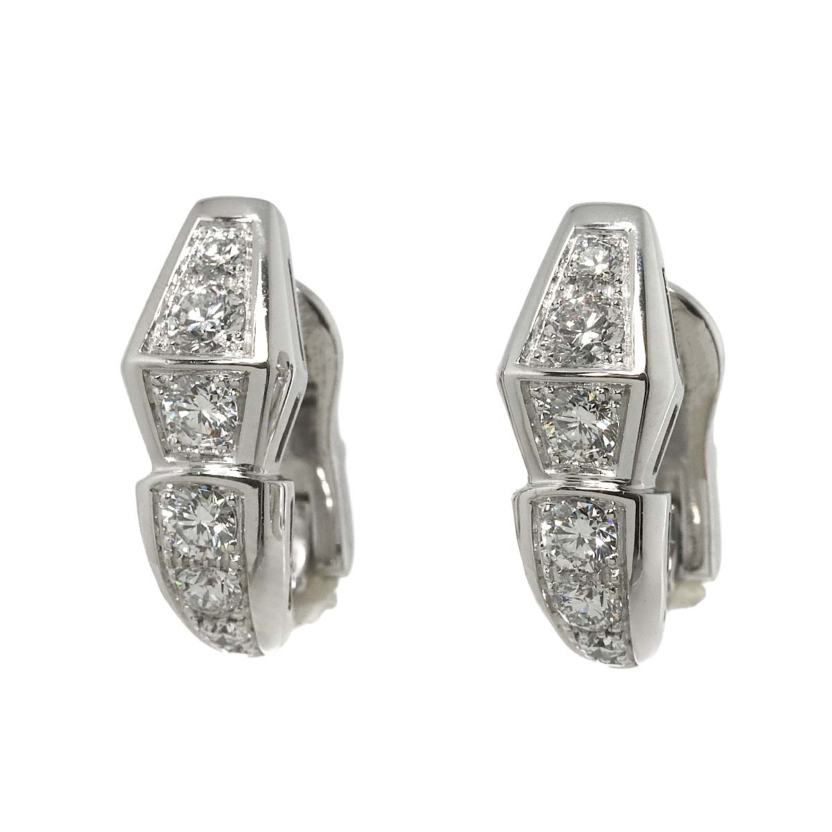 Serpenti Viper Diamond Earrings Pierced 18K White Gold 750