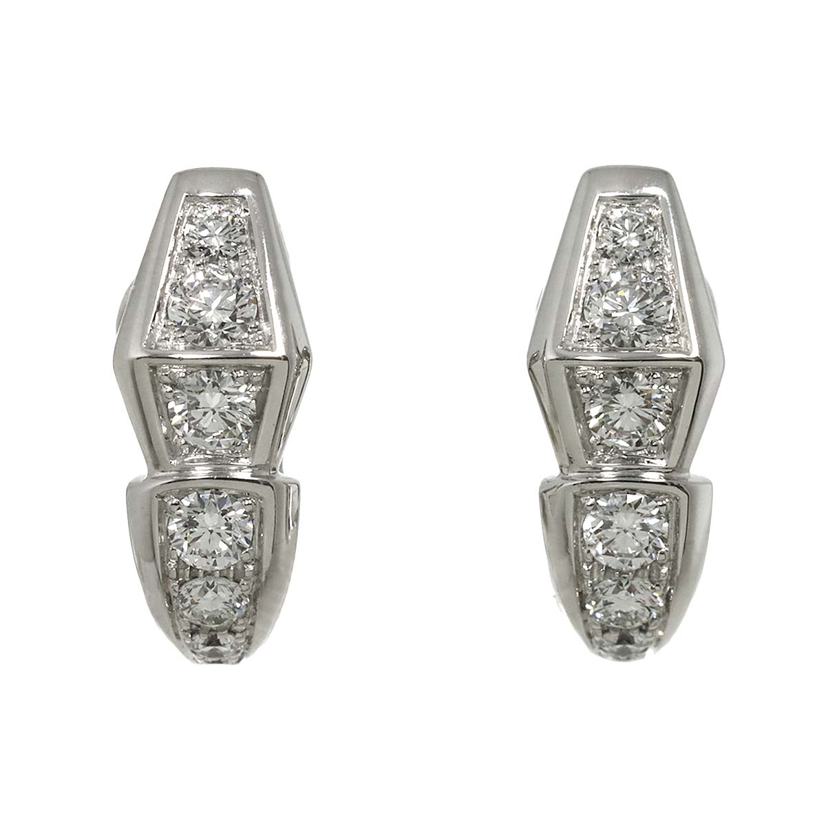 Serpenti Viper Diamond Earrings Pierced 18K White Gold 750