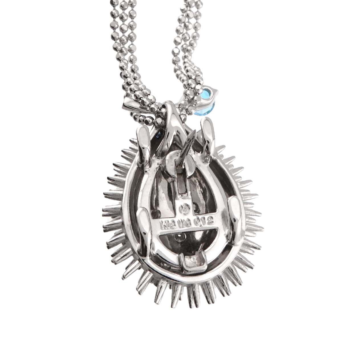 BlueTopaz Diamond 0.12ct Sapphire Necklace 18K WG 750