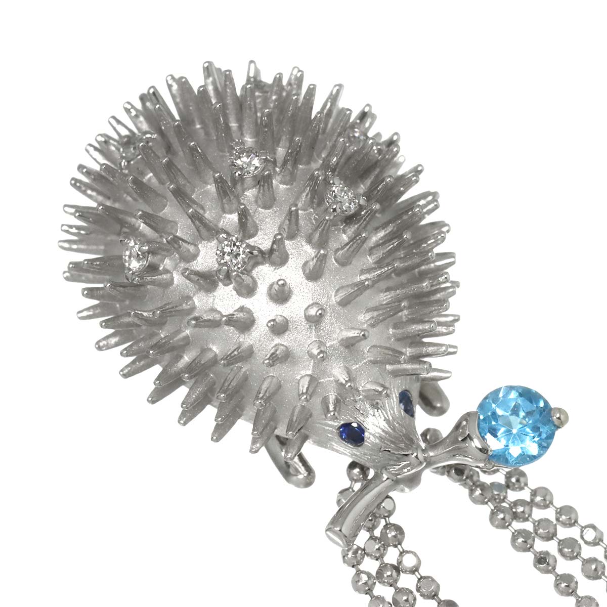 BlueTopaz Diamond 0.12ct Sapphire Necklace 18K WG 750