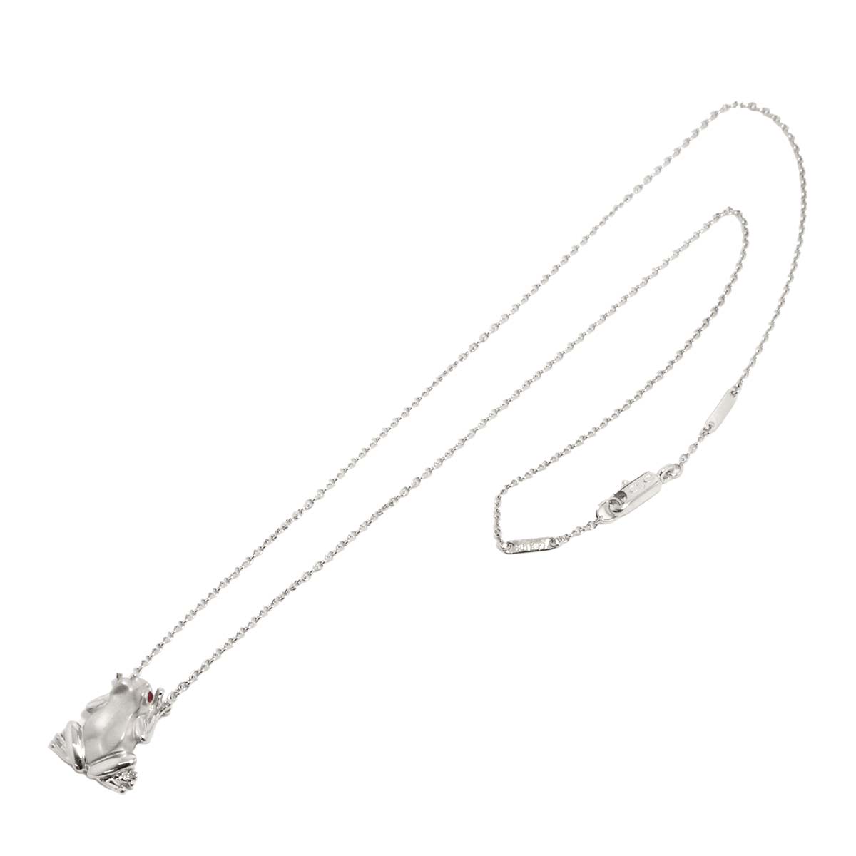 Frog motif Ruby Necklace 18K WG 750