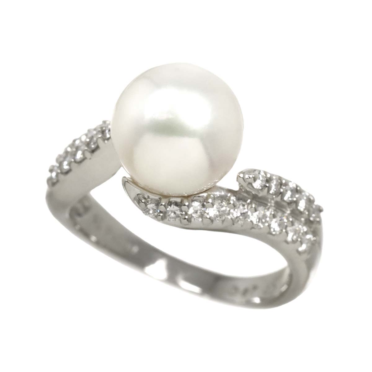Akoya Pearl 9.2mm Diamond 0.47ct Ring Pt size5.25(US)