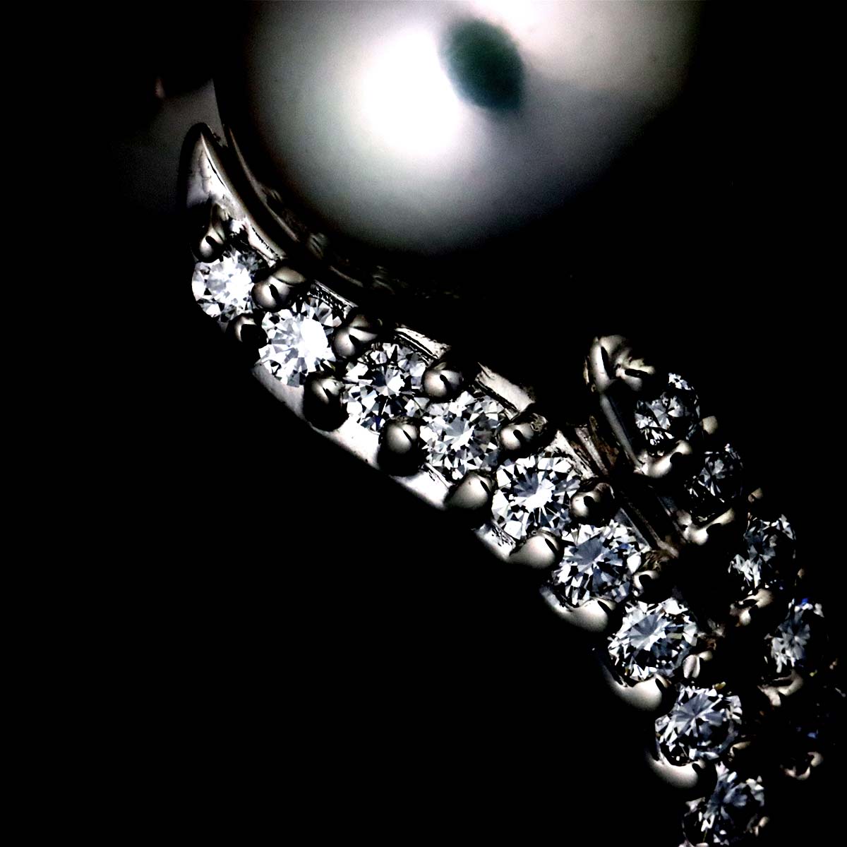 Akoya Pearl 9.2mm Diamond 0.47ct Ring Pt size5.25(US)