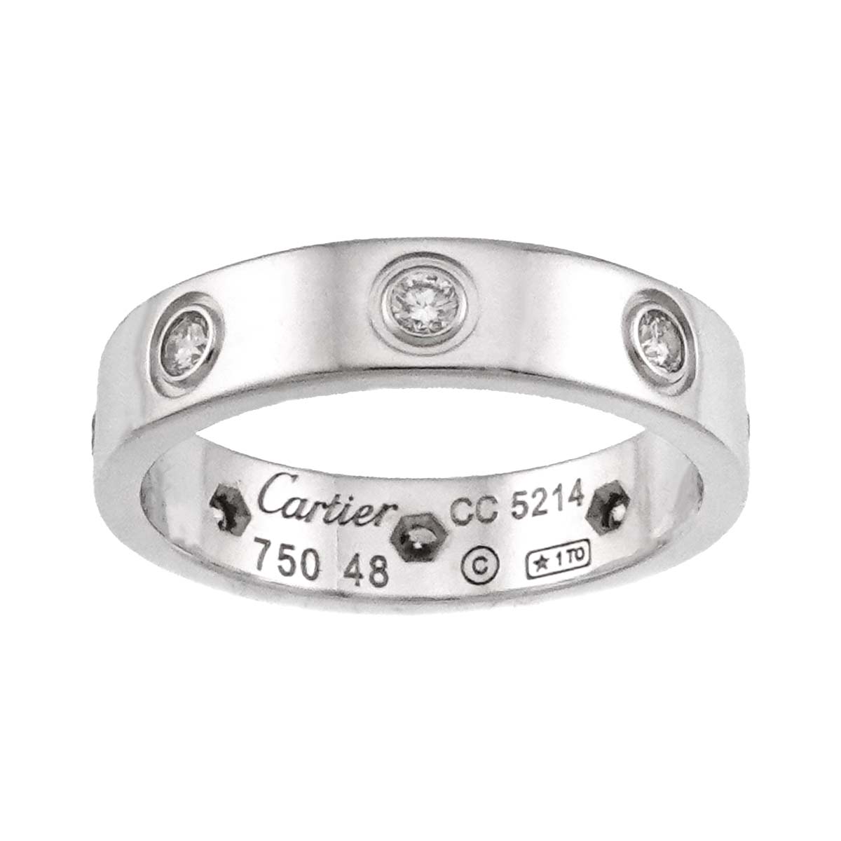 Mini Love Full Diamond Ring 18K White Gold 750 size48 4.5(US)