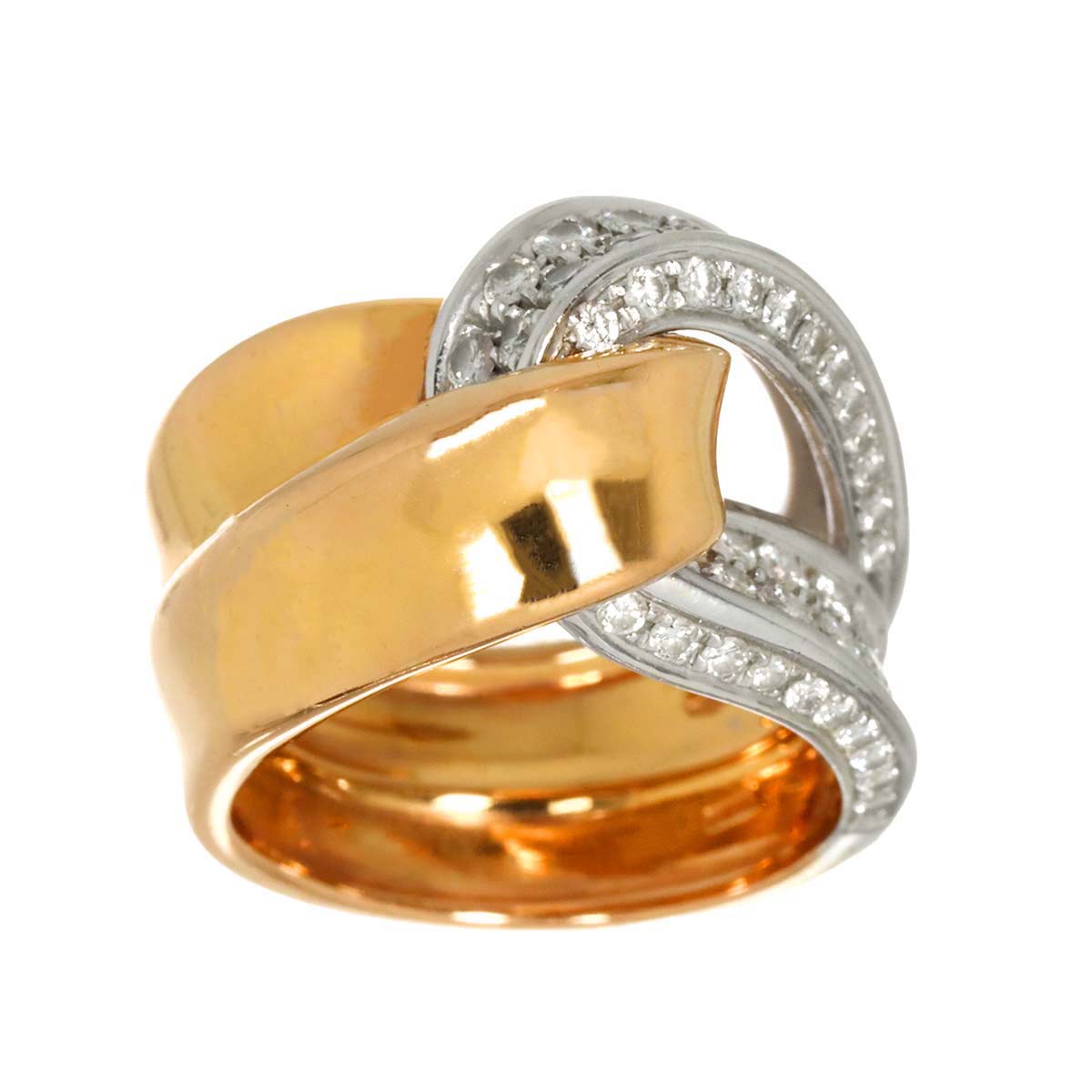 Diamond Ring 18K PG WG 750 6.25-6.5(US)