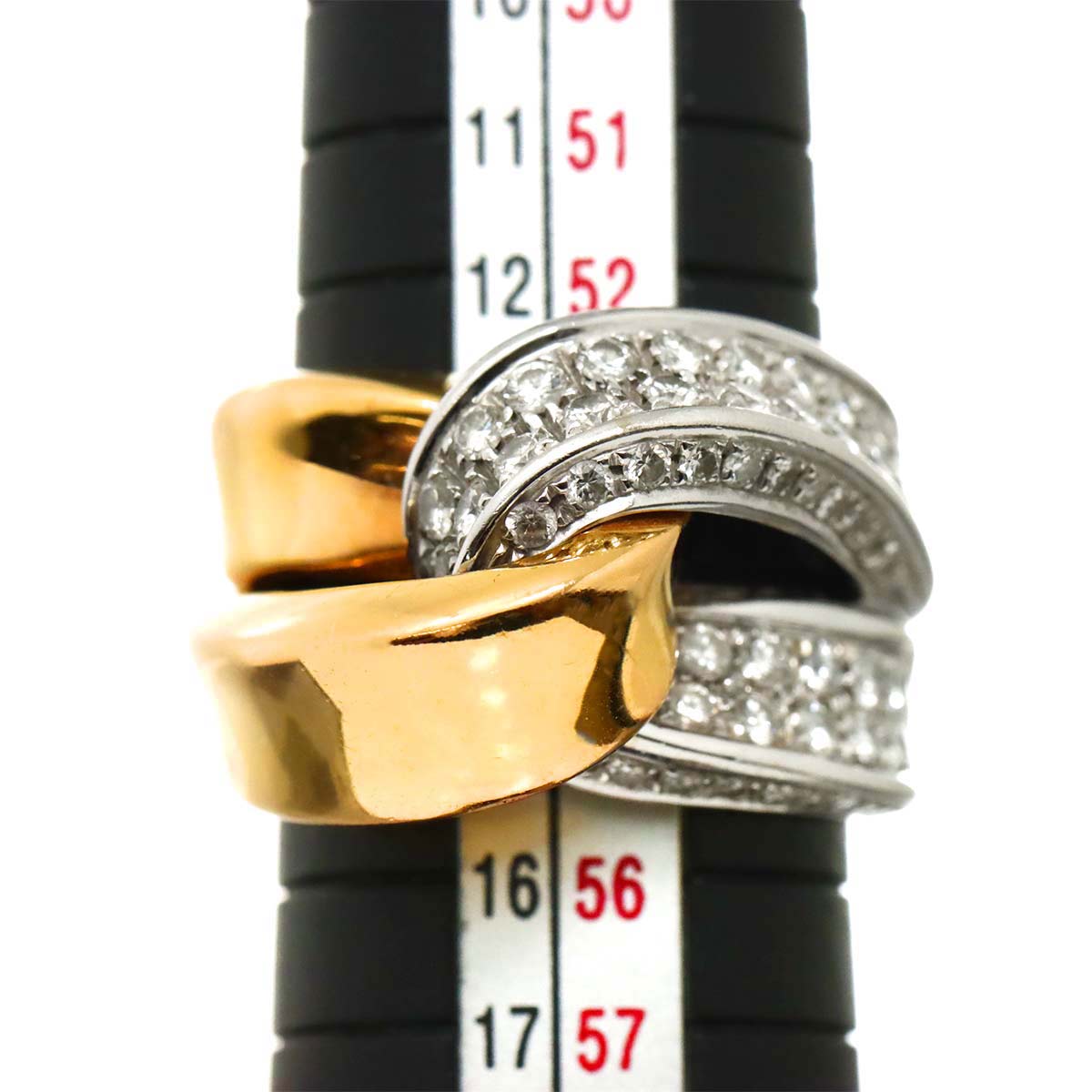 Diamond Ring 18K PG WG 750 6.25-6.5(US)